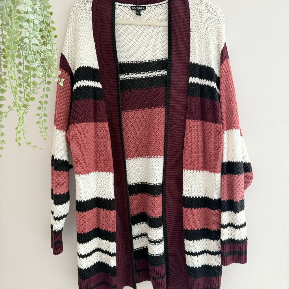 Express Women's Striped Cardigan Sweater